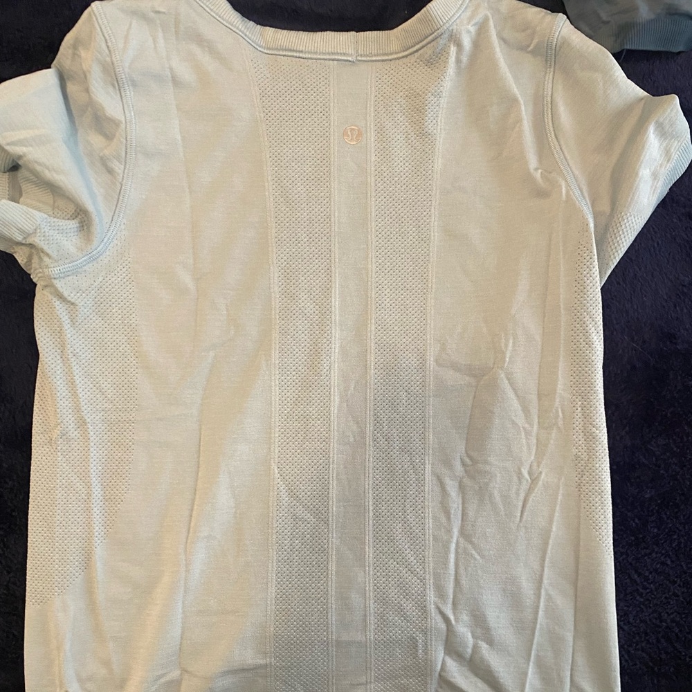 Light blue short sleeve Lululemon top